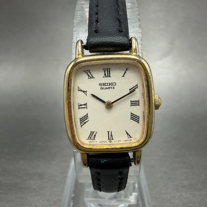 Seiko Watch Women 17mm White Dial Gold Tone Rectangle 2Y00-5A00 New Battery0