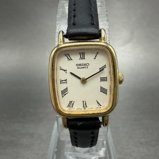 Seiko Watch Women 17mm White Dial Gold Tone Rectangle 2Y00-5A00 New Battery0