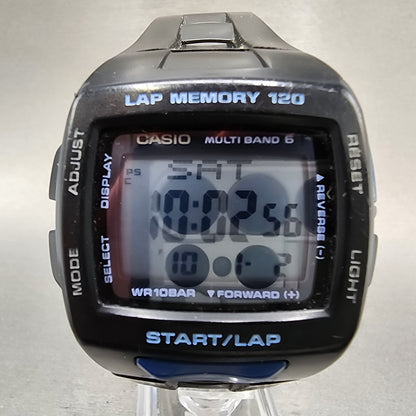 Casio PHY STW1000 Watch Men 42mm Digital Black Tone Alarm Chrono Rectangle Runs1