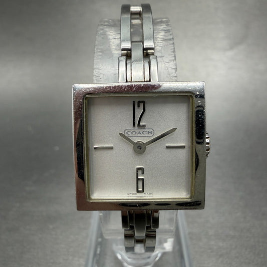 Coach Watch Women 20mm Silver Dial Steel Square Bracelet New Battery0