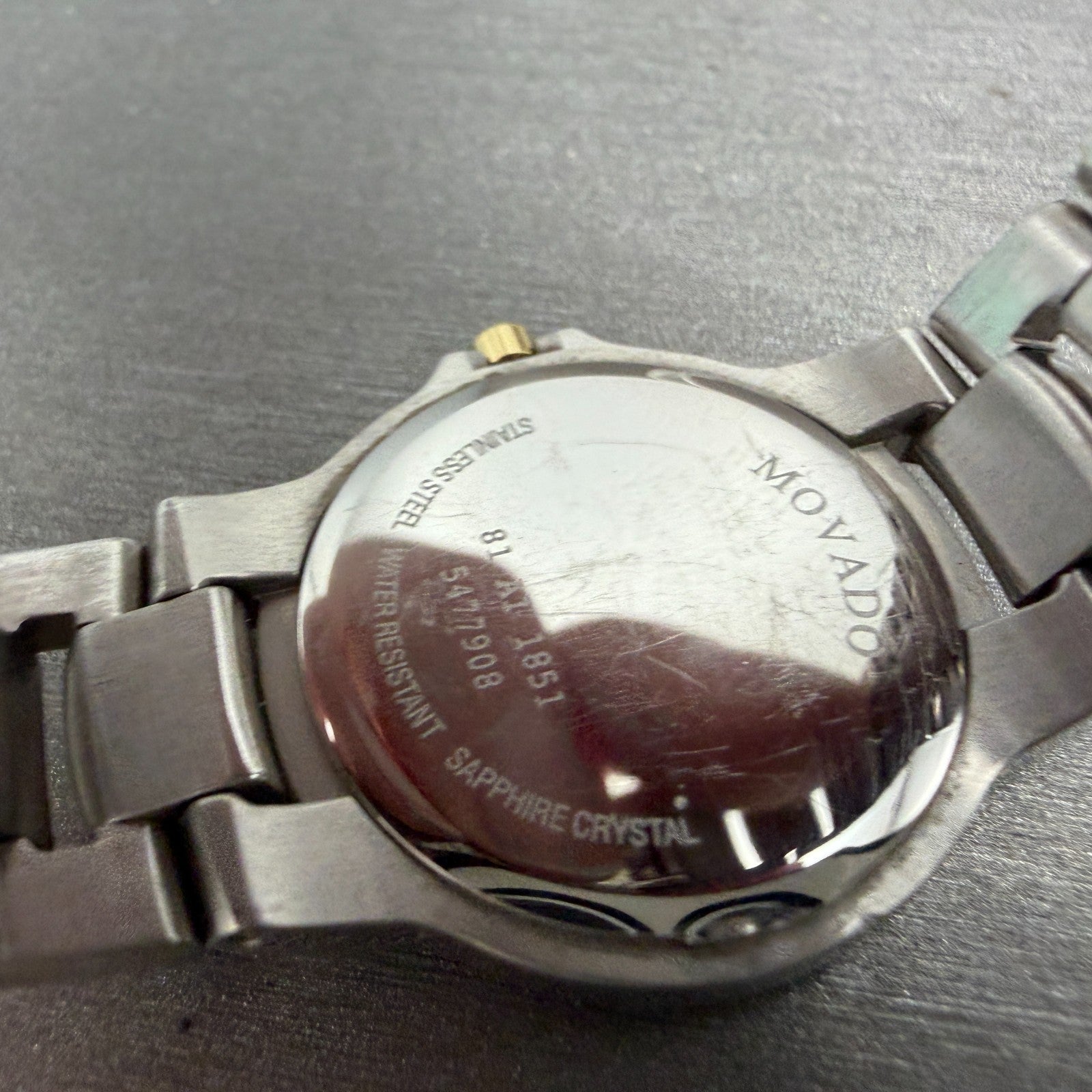 Movado Meza Watch Women 26mm Black Dial Two Tone Round 81 A1 1851 New Battery9