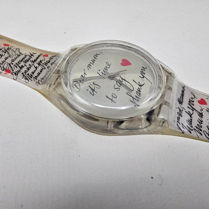 Swatch Dear Mum Watch Unisex 34mm White Dial Clear Case GK294 NOS2