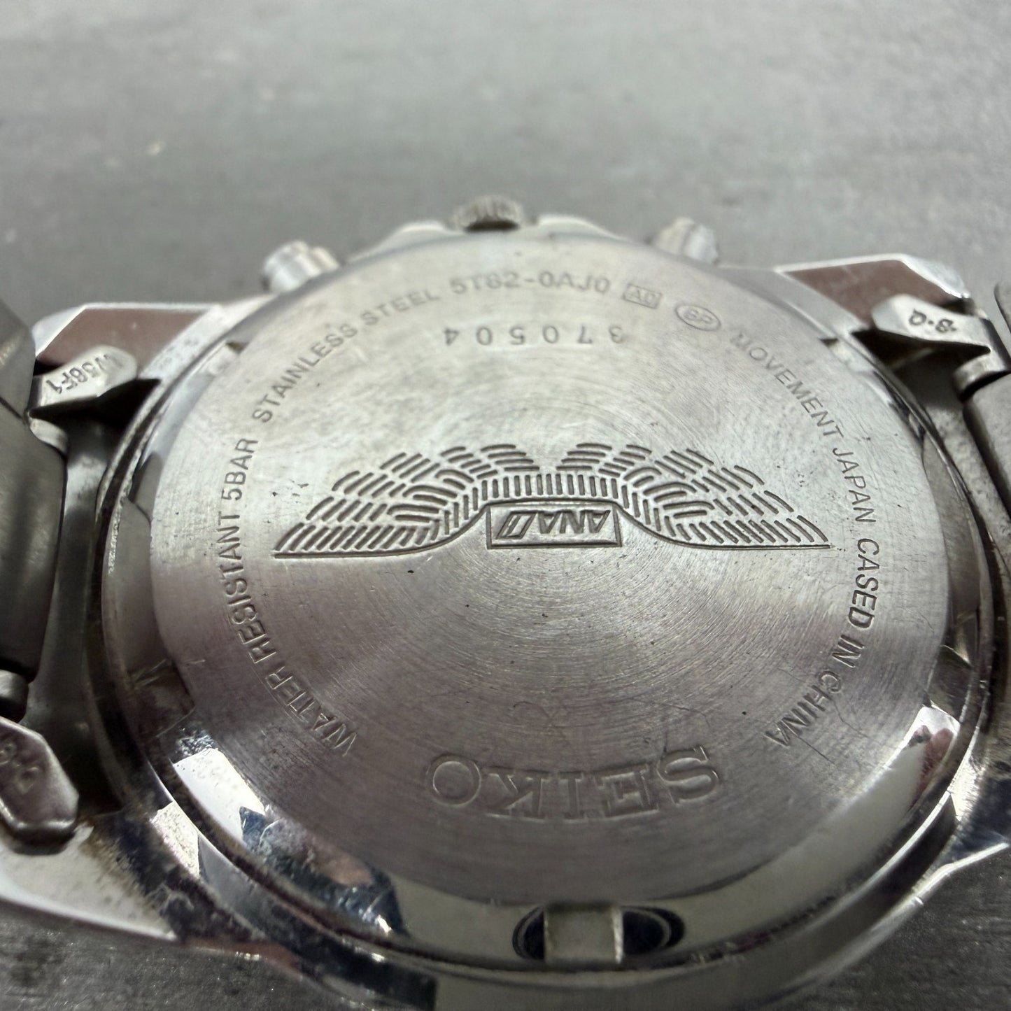 Seiko World Time ANA Watch Men 38mm Black Dial Silver Tone Date Alarm NewBattery9