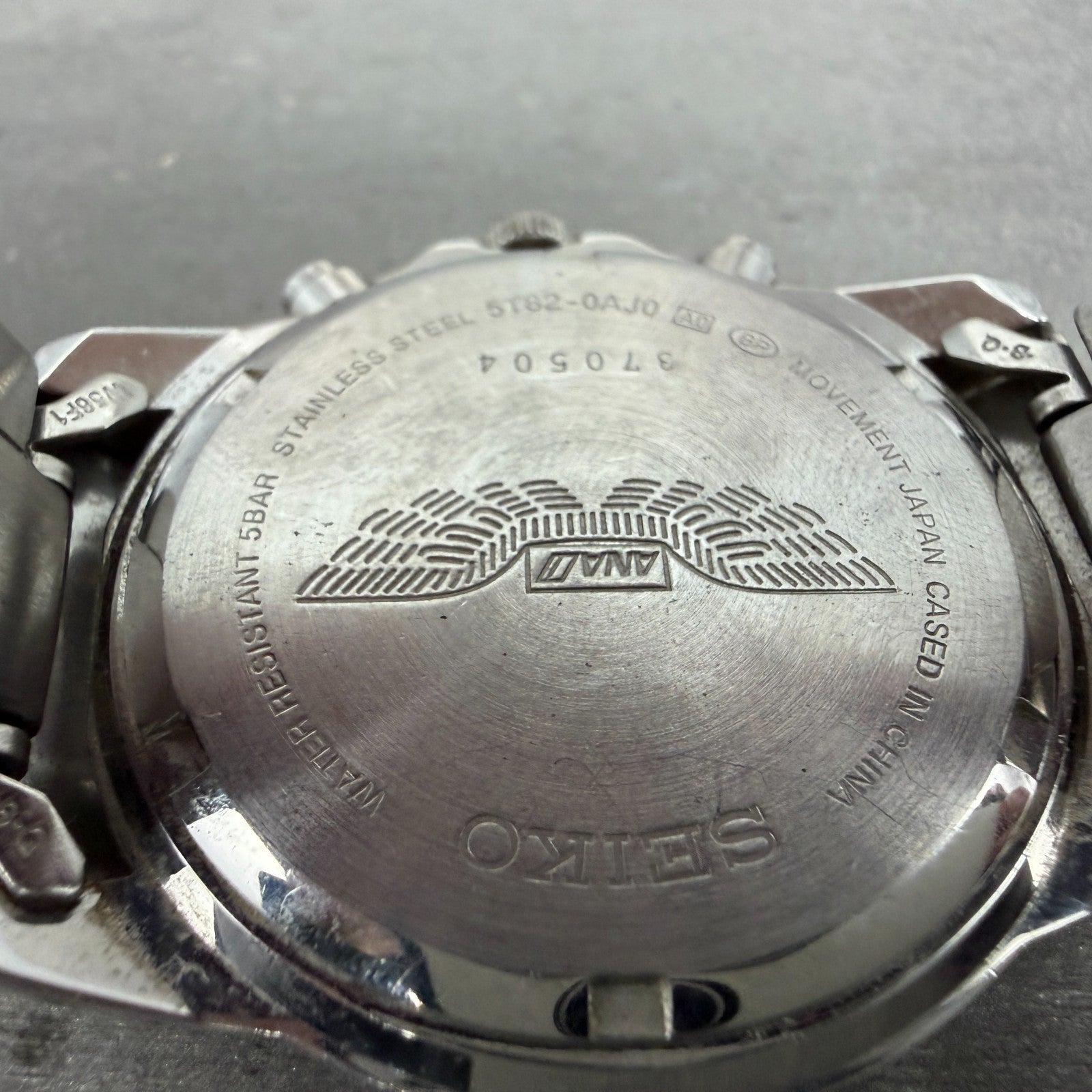 Seiko World Time ANA Watch Men 38mm Black Dial Silver Tone Date Alarm NewBattery9