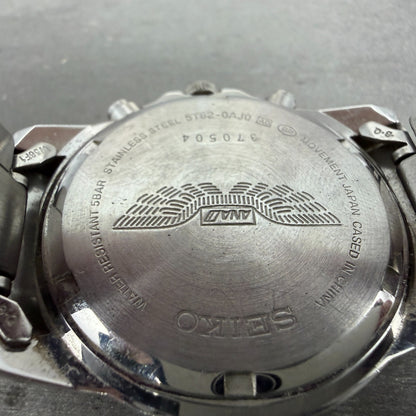 Seiko World Time ANA Watch Men 38mm Black Dial Silver Tone Date Alarm NewBattery9
