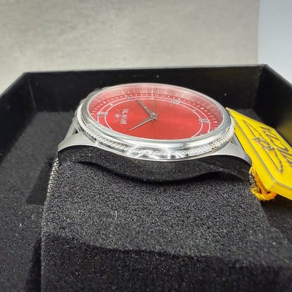 Invicta Celestial Watch Men 43mm Red Dial Silver Round Mesh Band 484843