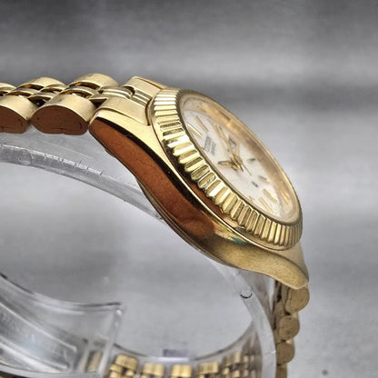 Citizen CQ Watch Women MOP Dial Gold Tone Daydate Round 1002-R15101 New Battery3