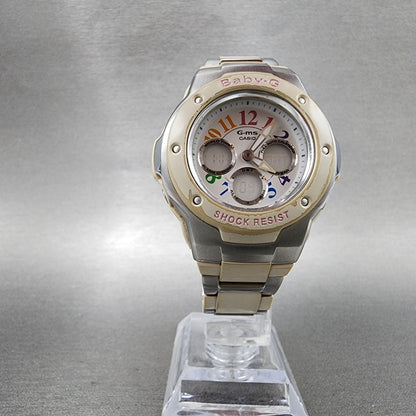 Casio BabyG MSG302C Watch Women 39mm White Dial Silver Analog Digital Works5