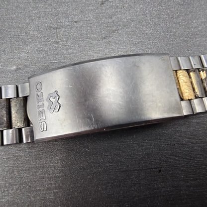Seiko SQ Bracelet 20mm Stainless Steel Two Tone Tri Folding Clasp Vintage Z2782