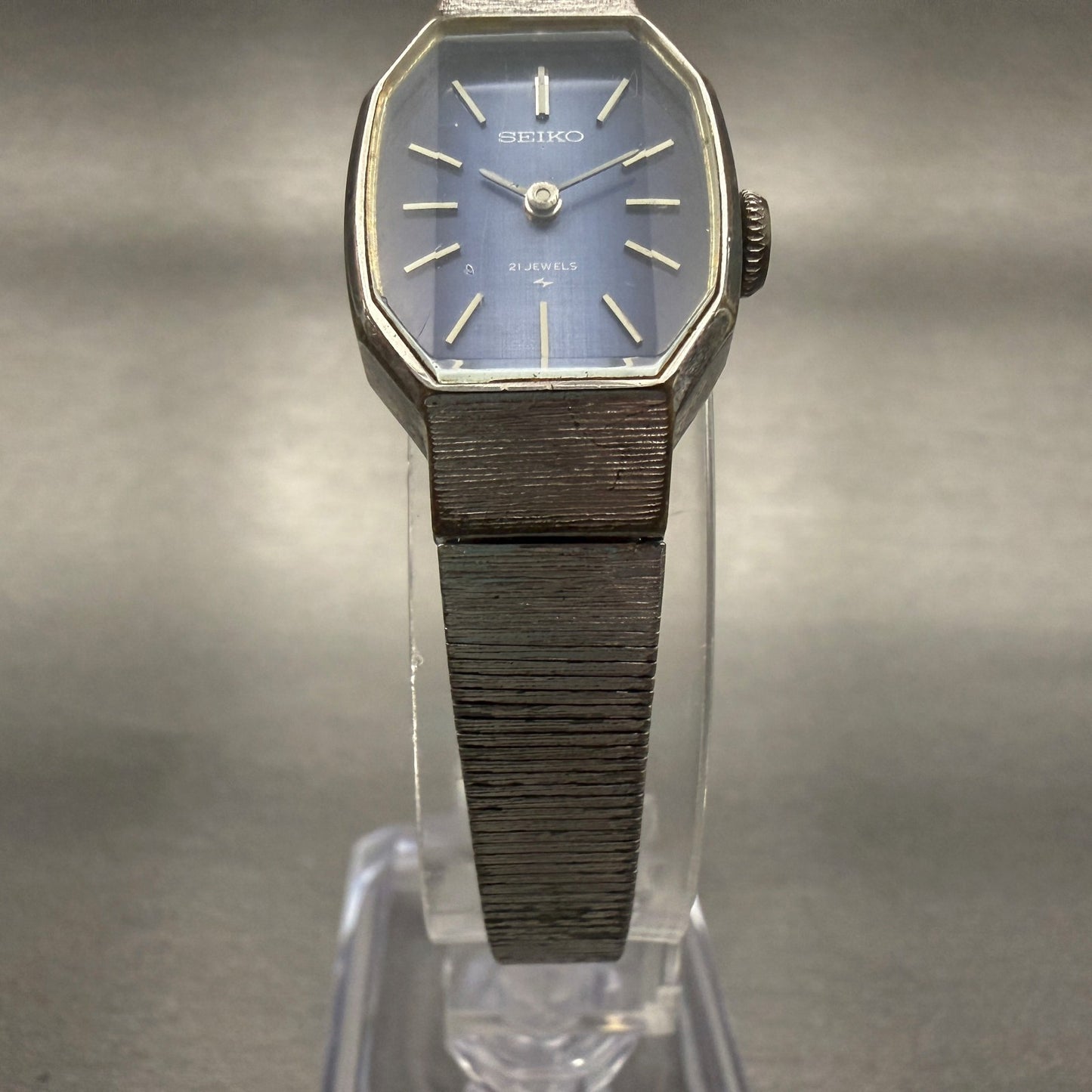 Seiko Watch Women 18mm Blue Dial Silver Tone Hexagon 11-3770 Manual wind Runs5
