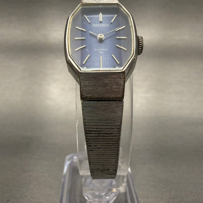 Seiko Watch Women 18mm Blue Dial Silver Tone Hexagon 11-3770 Manual wind Runs5