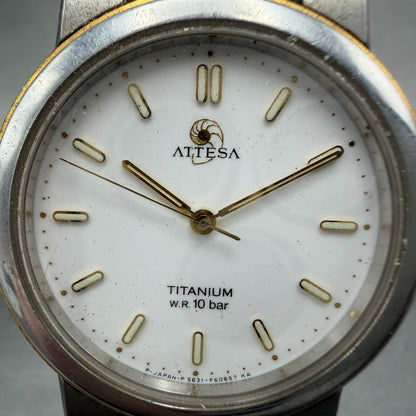 Citizen Attesa Watch Men 33mm White Dial Two Tone Titanium 5631-F60447 New Batt1