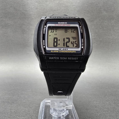 Casio W-201 Watch Men 36mm Black Alarm Chrono Digital Illuminator New Battery LP5