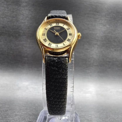 Seiko Watch Women 20mm Gold Dial Gold Tone Round 1N01-0E19 New Battery5