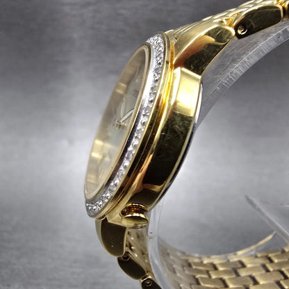 Citizen Eco-Drive Watch Women 30mm MOP Dial Gold Date Diamonds EW2282-52D Runs2