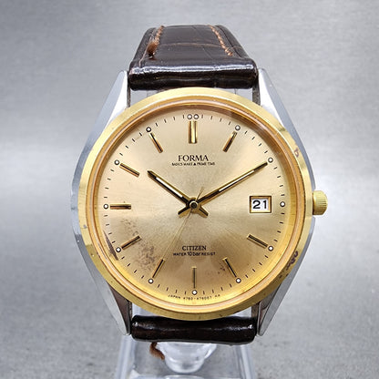 Citizen Forma Watch Men 35mm Champagne Dial Two Tone Date 4765471946 New Bat0
