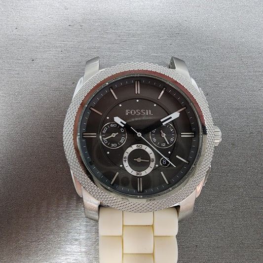 Fossil Machine Chronograph Watch Men 45mm Gray Dial Silver Tone FS4553 PARTS0