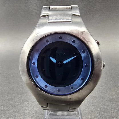 Fossil Big Tic Watch Men 41mm Blue Dial Silver Tone Round READ! JR-8051 New Batt0