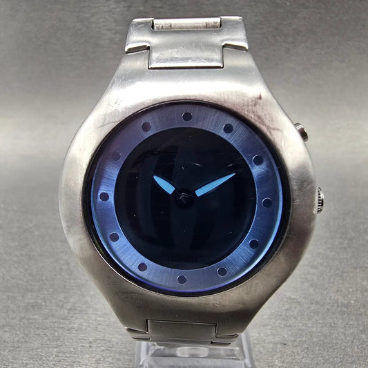 Fossil Big Tic Watch Men 41mm Blue Dial Silver Tone Round READ! JR-8051 New Batt0
