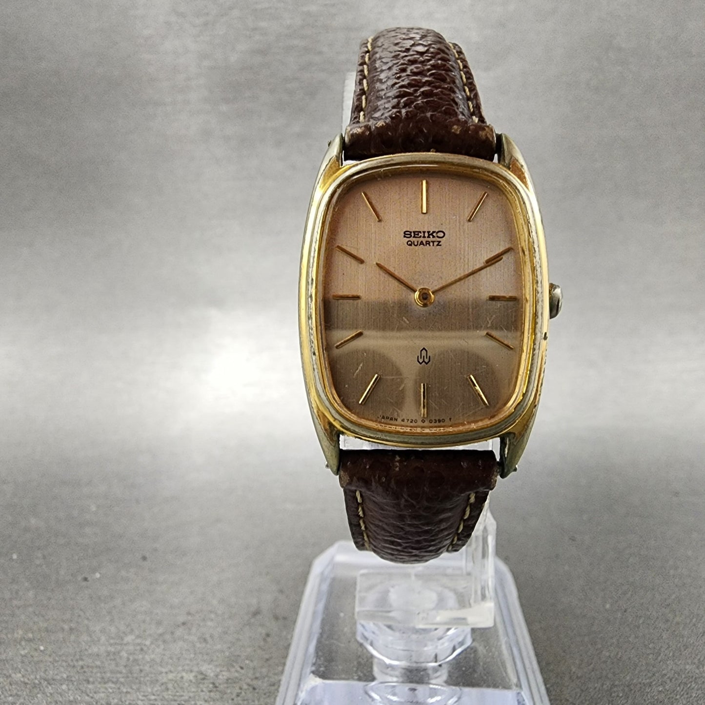 Seiko Tank Watch Women 23mm Champagne Dial Gold Tone Rectangle 47205100 New Bat5