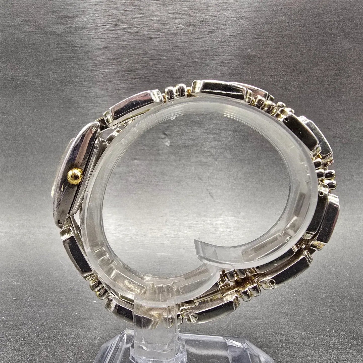 Gruen Tank Watch Women 18mm Silver Dial Two Tone Rectangle Wrap Around New Batt7