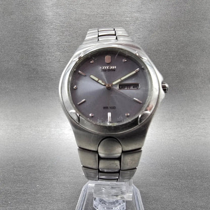 Citizen Eco-Drive Watch Men 36mm Silver Dial Steel Daydate Round E101-K17535 JP5