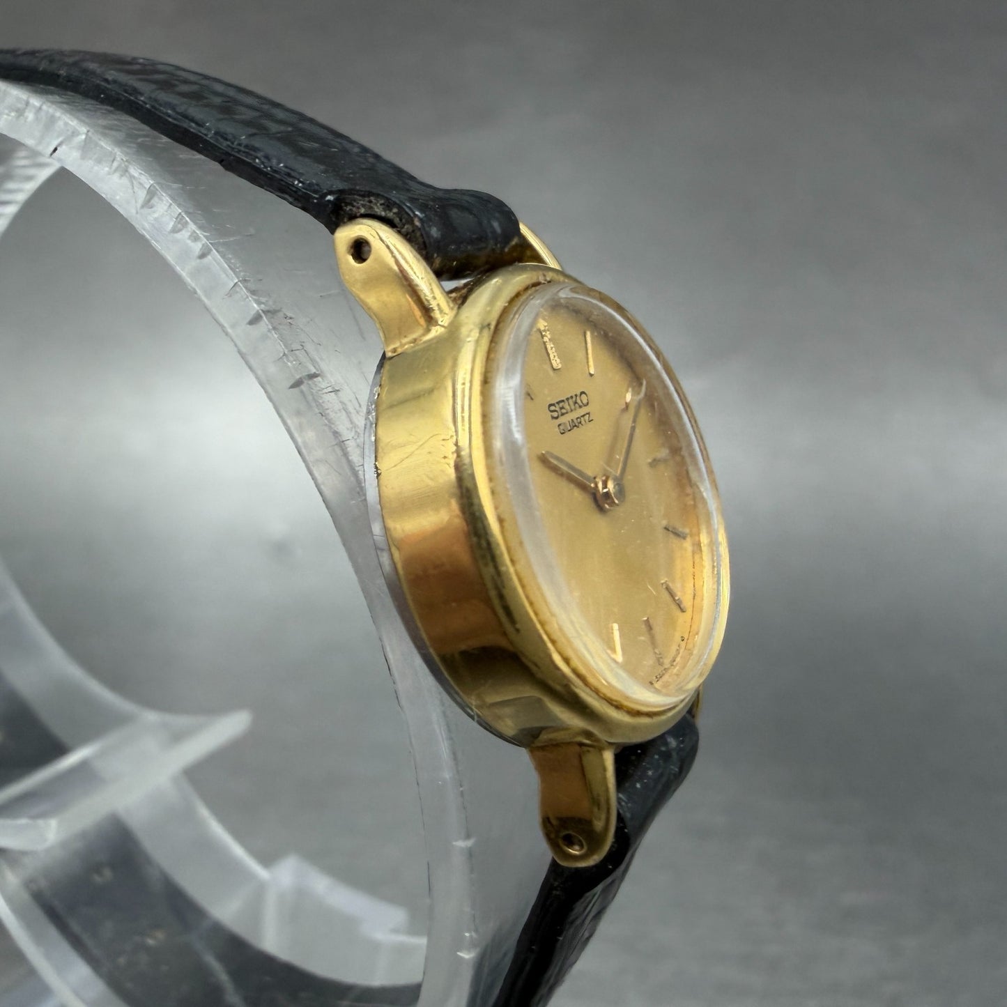 Seiko Watch Women 19mm Gold Dial Gold Tone Round 5420-0019 New Battery VTG 373