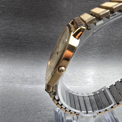 Seiko Watch Men 28mm Champagne Dial Gold Tone Rectangle 6030-5640 New Battery2