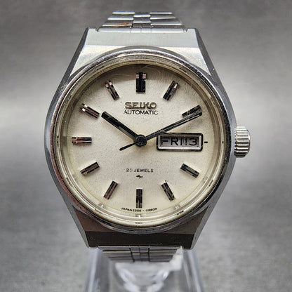 Seiko Automatic Watch Women 26mm White Dial Silver Tone Daydate Round Runs0