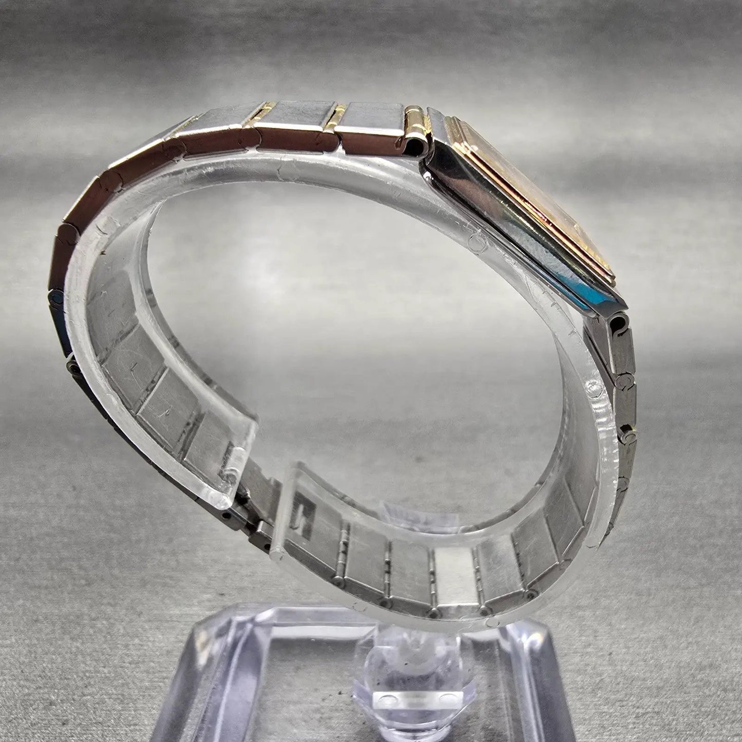Seiko Watch Women 17mm Silver Dial Two Tone Rectangle 7320-5039 New Battery VTG8