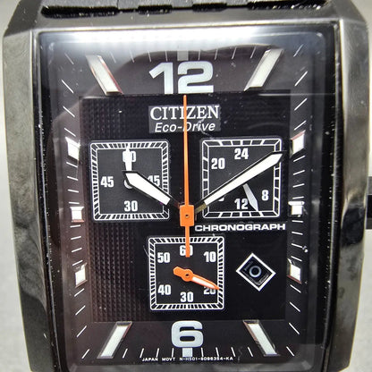 Citizen Eco-Drive Chronograph Watch Men 34mm Black Dial Black Tone Date Runs1