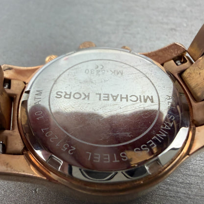 Michael Kors Runway Chronograph Watch Women 33mm Rose Dial Rose Gold Tone NewBat9