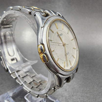 Seiko Dolce Watch Men 33mm Gray Dial Two Tone Round 8J41-6140 PARTS