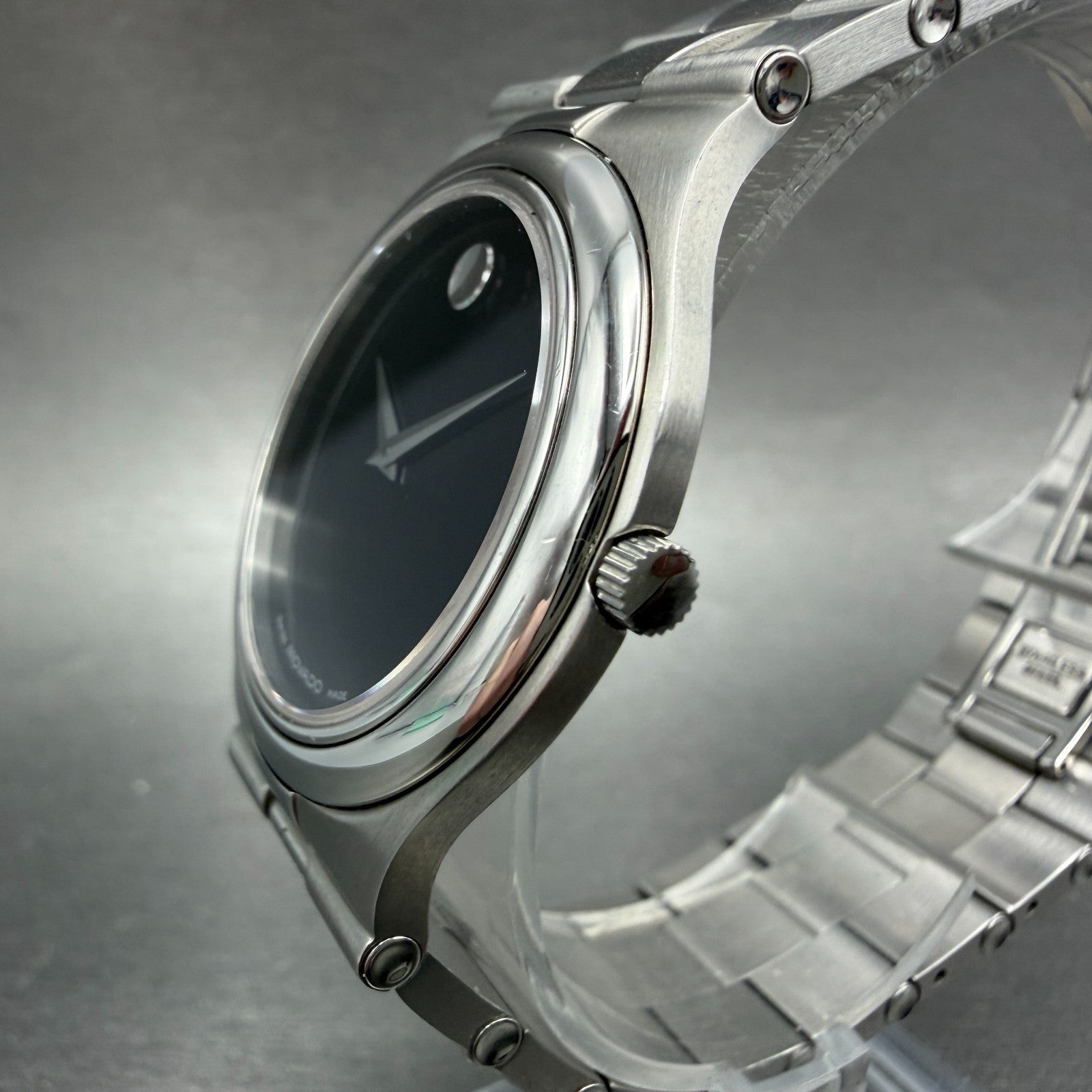 Movado Dominion Watch Men 36mm Black Dial Steel 84 G2 883 Round New Battery2