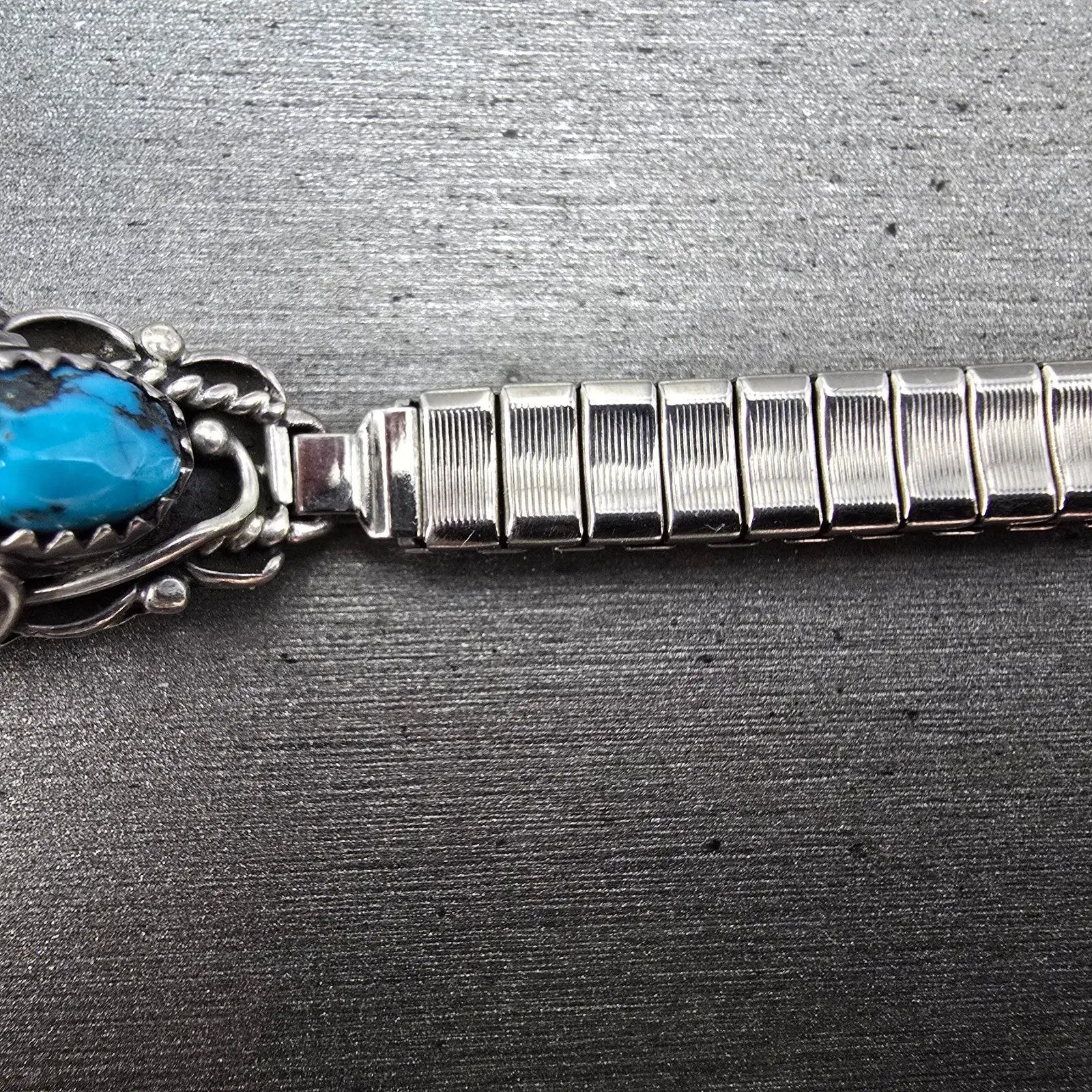 Navajo Sterling Silver Watch Band Tips 10mm Coral Turquoise Flower Design VTG12