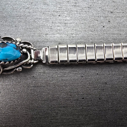 Navajo Sterling Silver Watch Band Tips 10mm Coral Turquoise Flower Design VTG12