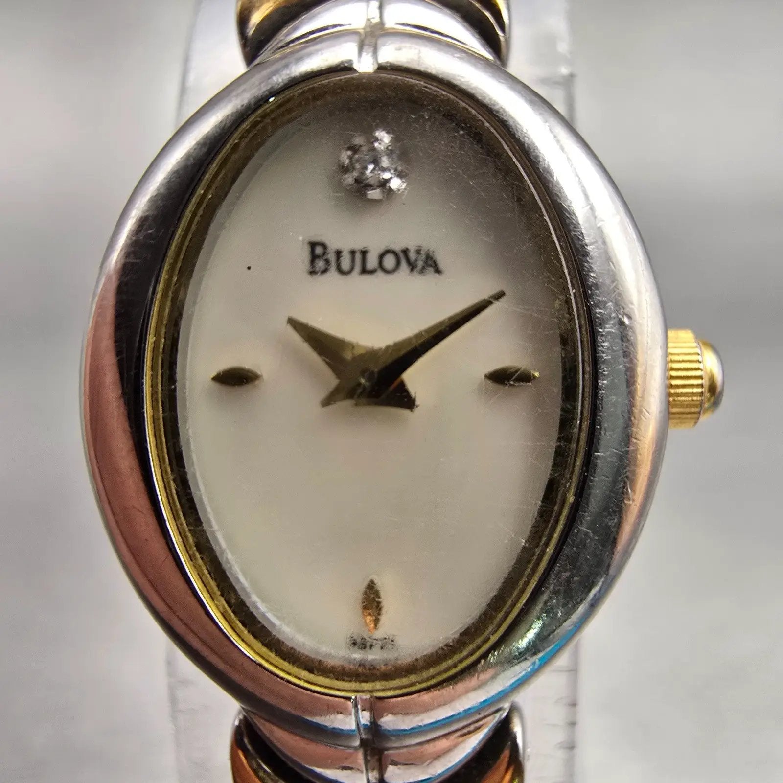 Bulova Watch Women 17mm MOP Dial Gold Tone Oval Diamond 83P24 New Battery1