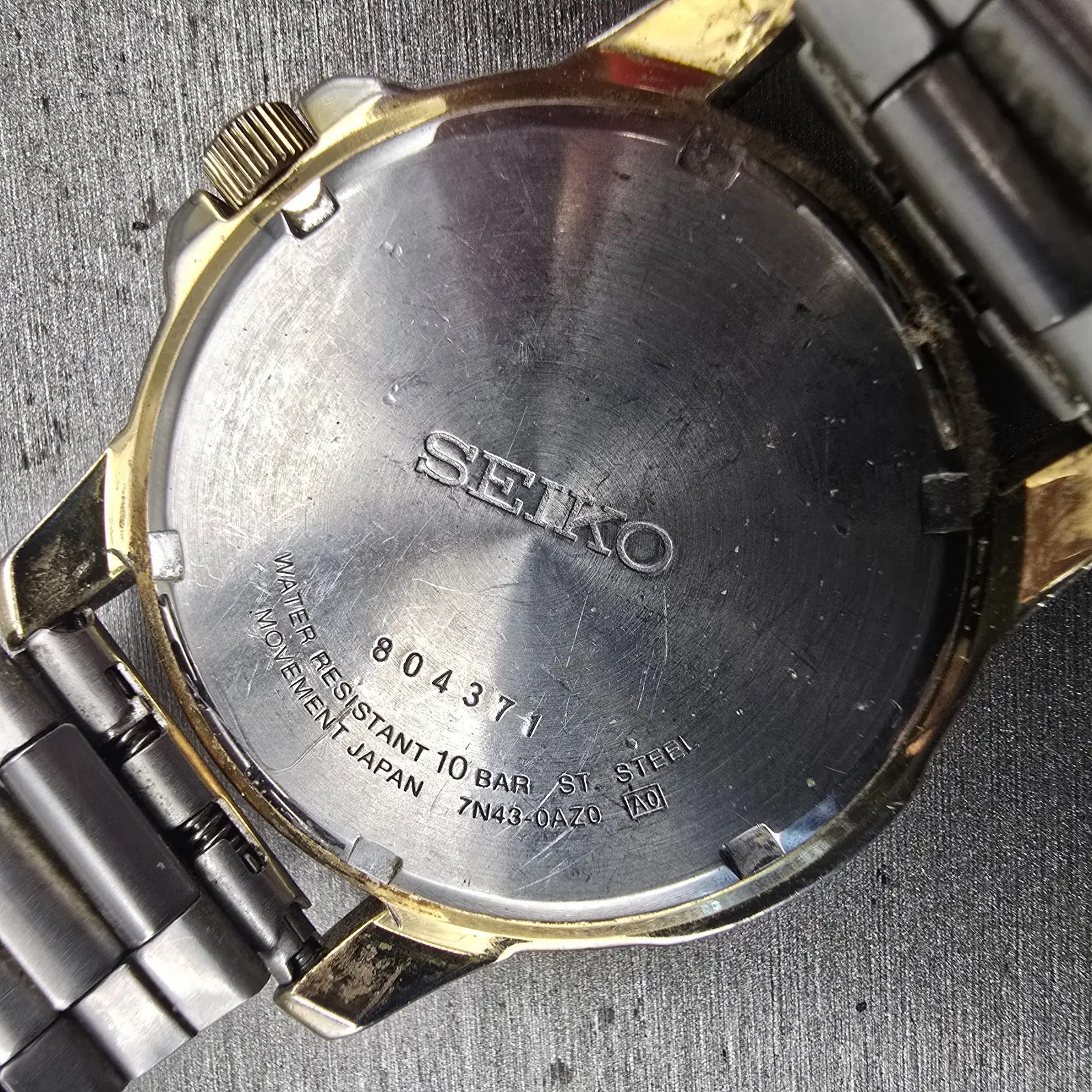Seiko Watch Men 39mm Black Dial Gold Tone Daydate Round 7N43-0AZ0 New Battery10