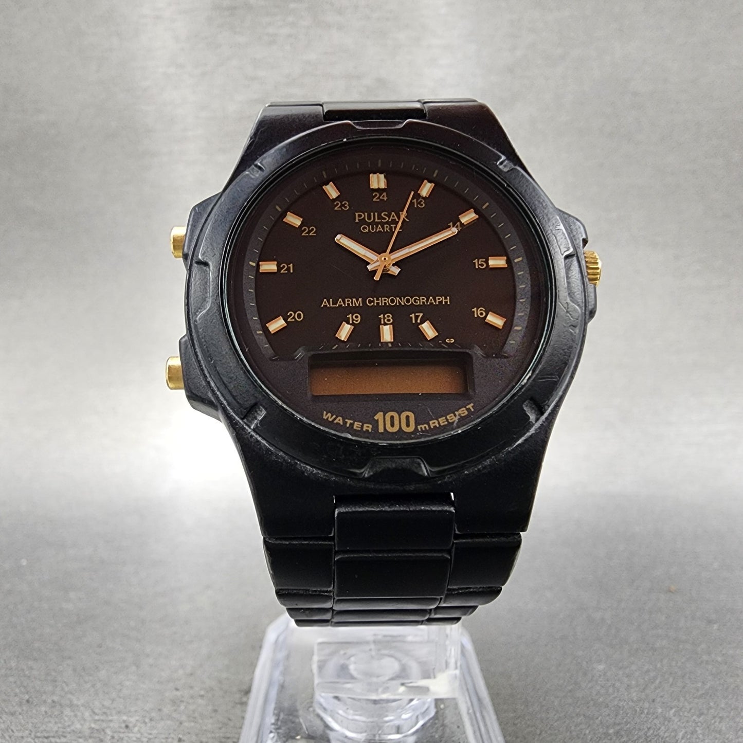 Pulsar Analog Digital Watch Men 37mm Black Dial Black Tone Round V0419040 PARTS6