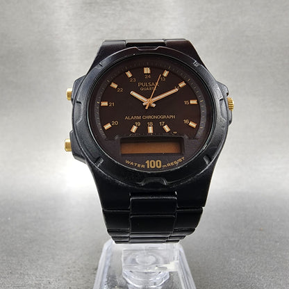 Pulsar Analog Digital Watch Men 37mm Black Dial Black Tone Round V0419040 PARTS6