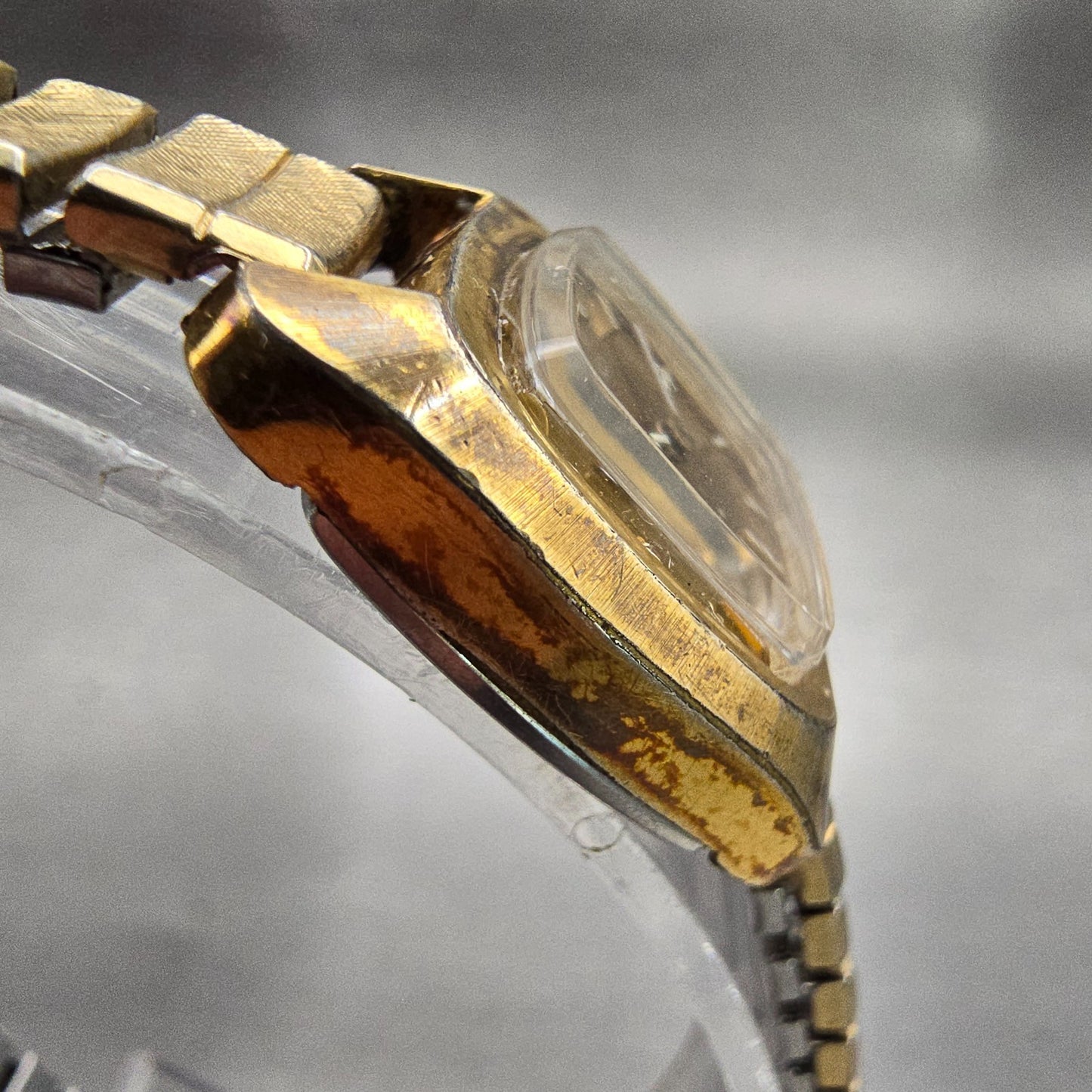 Seiko Watch Women 17mm Bronze Dial Gold Tone Rectangle 11-3499 Vintage Works3