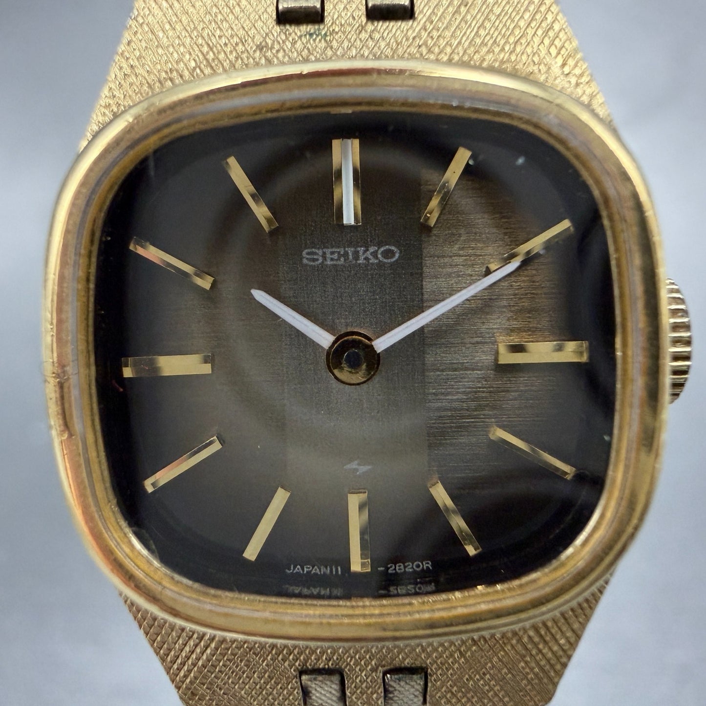 Seiko Watch Women 19mm Brown Dial Gold Tone Rectangle Manual Wind Runs 11-3949 01
