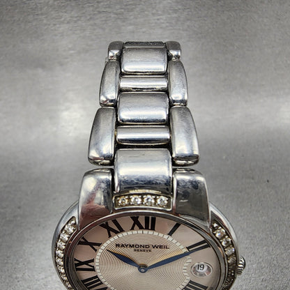 Raymond Weil Jasmine Watch Women 35mm White Dial Steel Diamond Bezel Date Works4