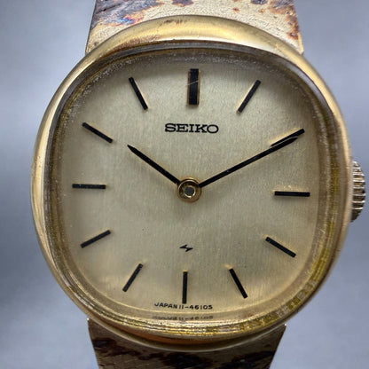 Seiko Watch Women 21mm Champagne Dial Gold Tone Round Manual 11-4670 Runs VTG1