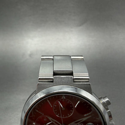 Seiko Lukia Chronograph Watch Women 35mm Red Dial Silver Dial Date New Battery 24