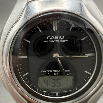 Casio AW-E10 Watch Men 37mm Black Dial Silver Tone Analog Digital new battery AB1