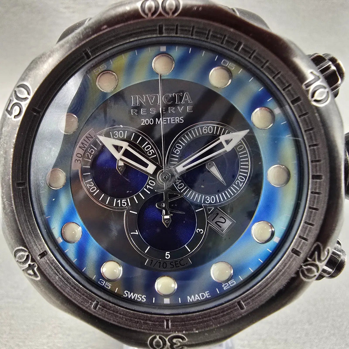 Invicta Reserve Venom Chronograph Watch Men 51mm Abalone Dial Black Date NewBatt1