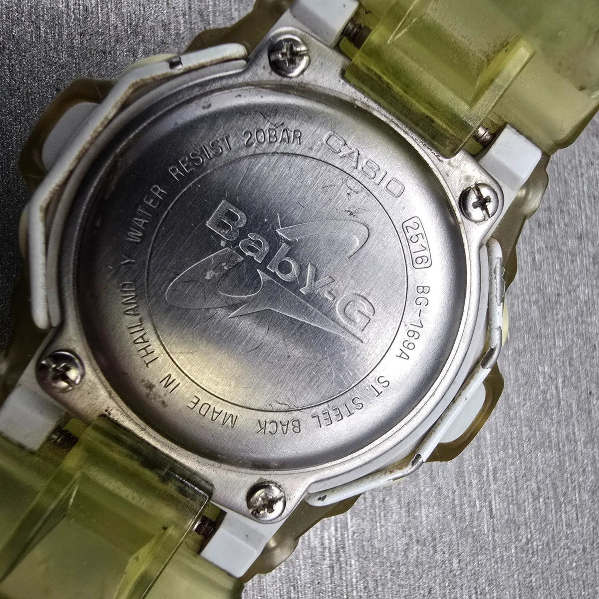 Casio Baby-G BG-169A Watch Women 43mm Green Dial Yellow Chrono Alarm New Battery10