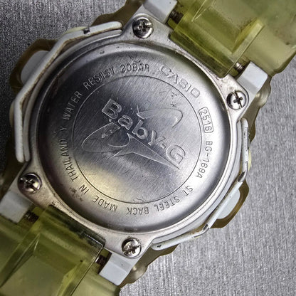 Casio Baby-G BG-169A Watch Women 43mm Green Dial Yellow Chrono Alarm New Battery10