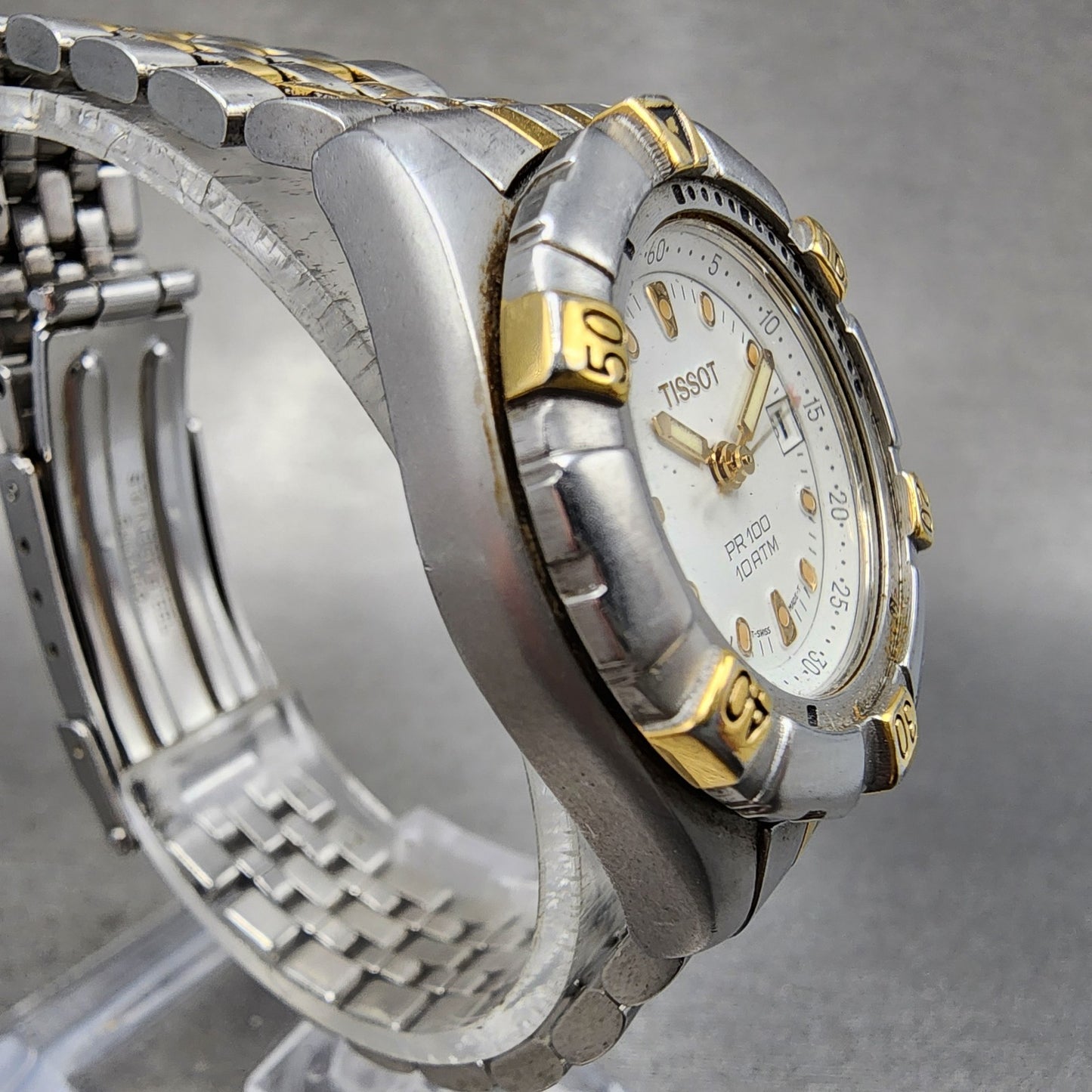 Tissot PR 100 Diver watch Women 28mm White Dial Two Tone Date New Battery3